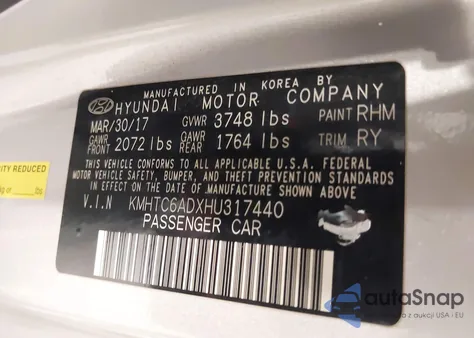 2017 Hyundai Veloster Value Edition z USA, uszkodzony, nr VIN KMHTC6ADXHU317440